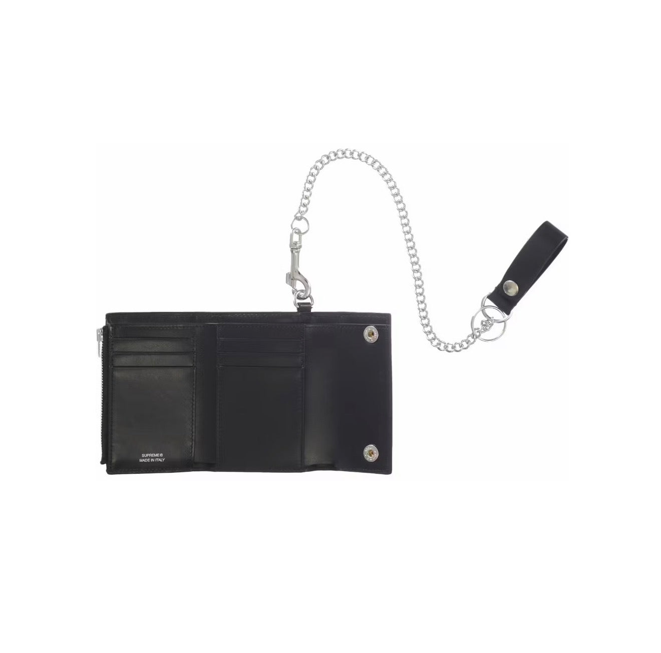 Supreme Leather Chain Wallet Black