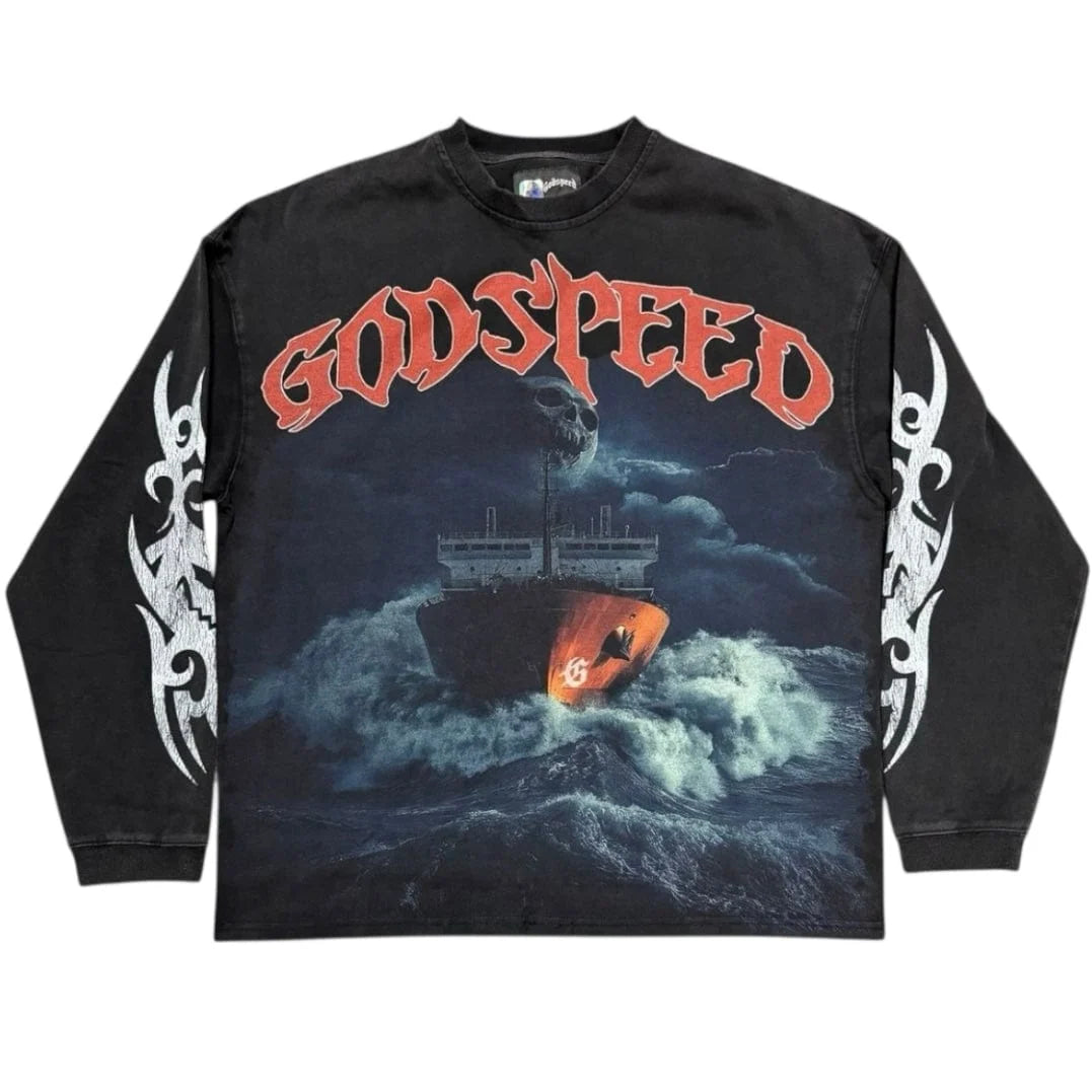 Godspeed Sea Sick Long-Sleeve Tee Black Wash