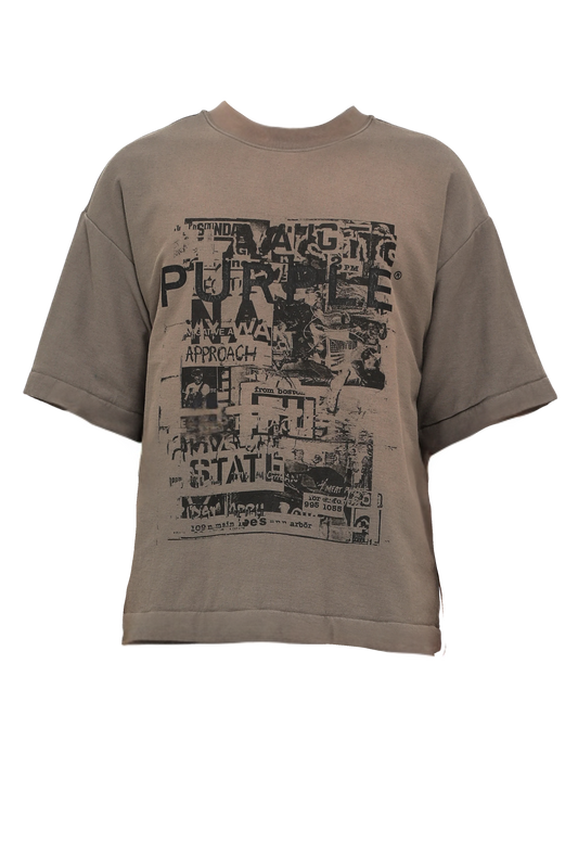 Purple Textured Jersey Padded Tee Grey