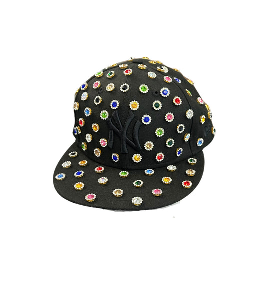 Custom Gemstone New York Yankee Fitted New Era Hat Black