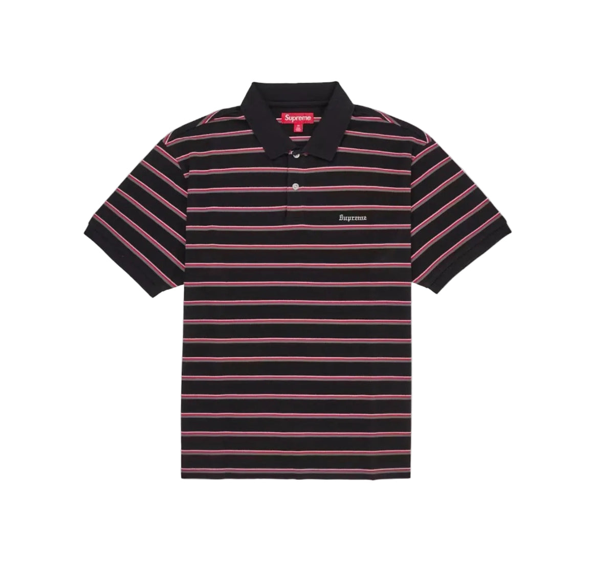 Supreme Washed Stripe Polo Black