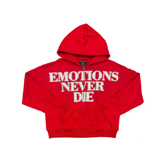 Mixed Emotion End Rhinestone Hoodie Red