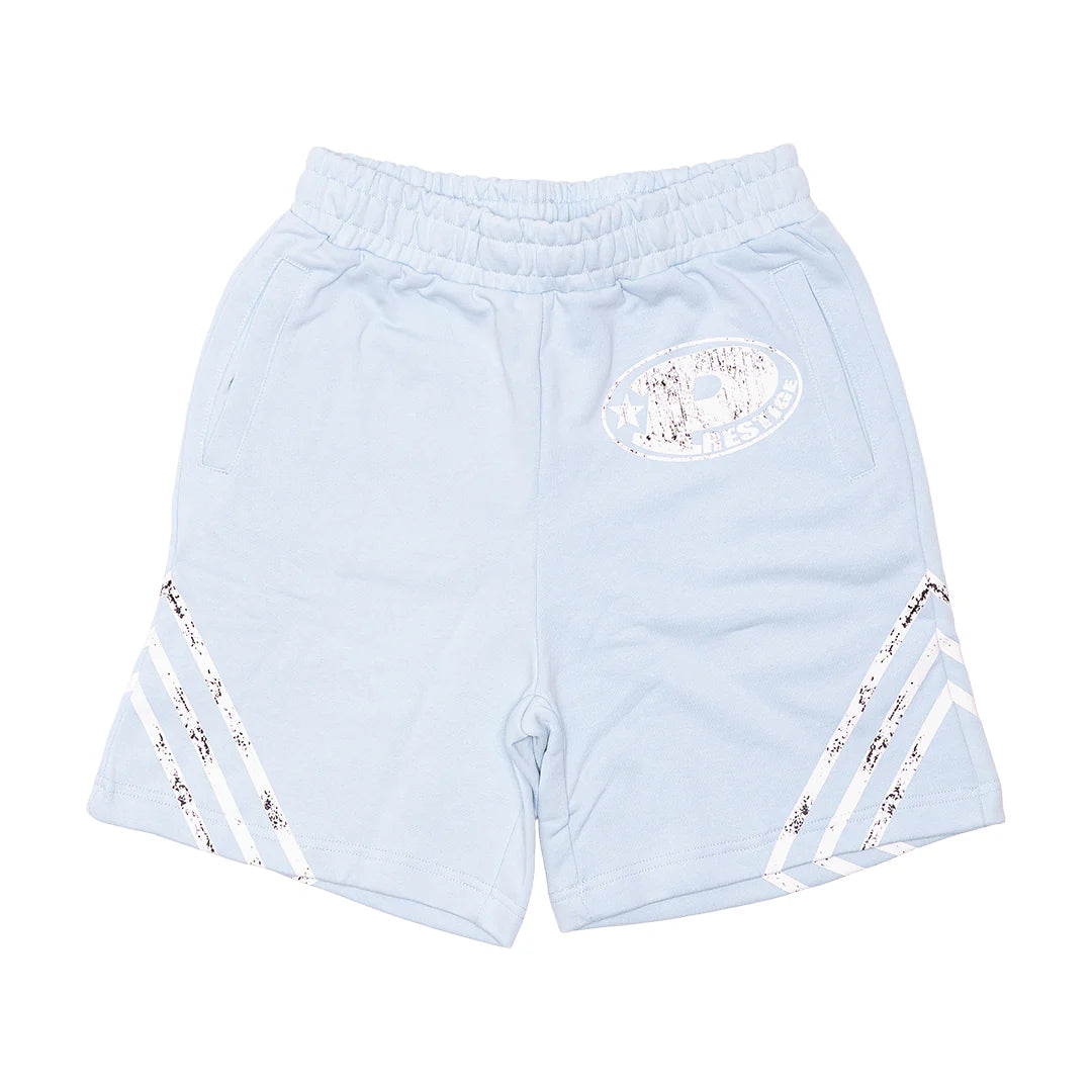 Prestige P Logo Stripped Shorts Light Blue
