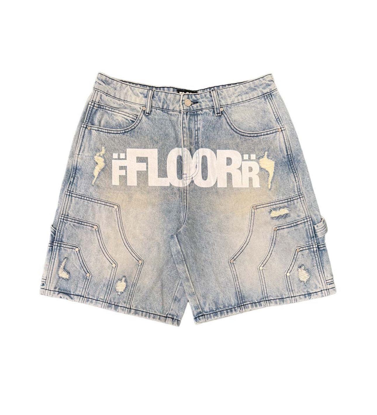 Floor 914 Uniform Jean Shorts Light Wash Blue