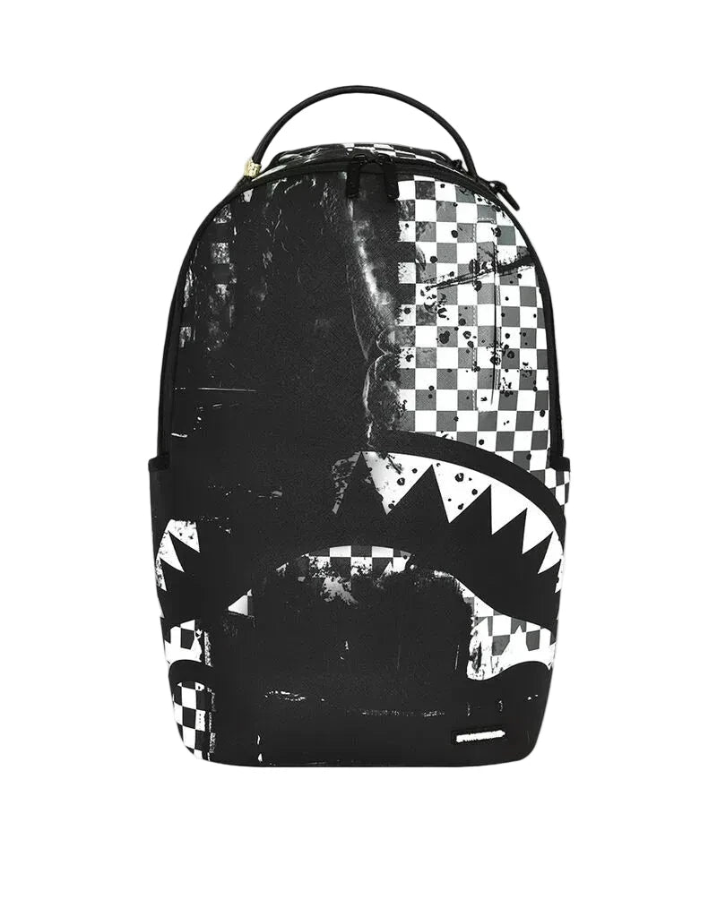 Sprayground Painted Over Check Backpack Black/White