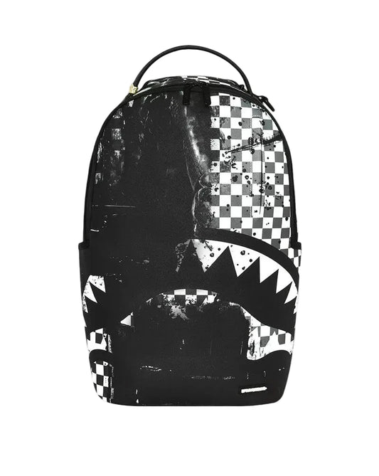Sprayground Painted Over Check Backpack Black/White