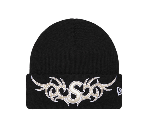 Supreme New Era Tribal S Logo Beanie Black