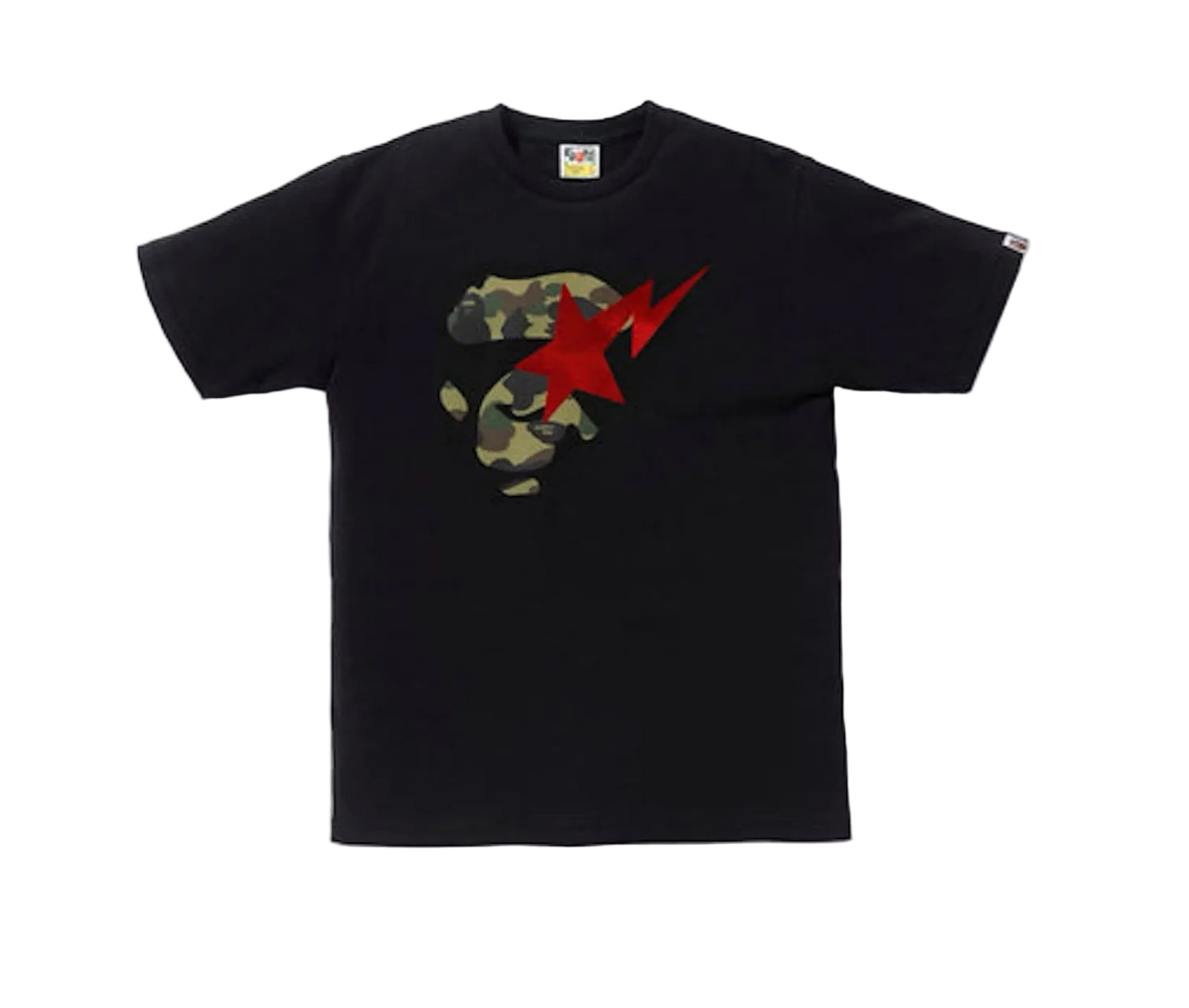 BAPE 1st Camo Ape Face Sta Tee Black Green