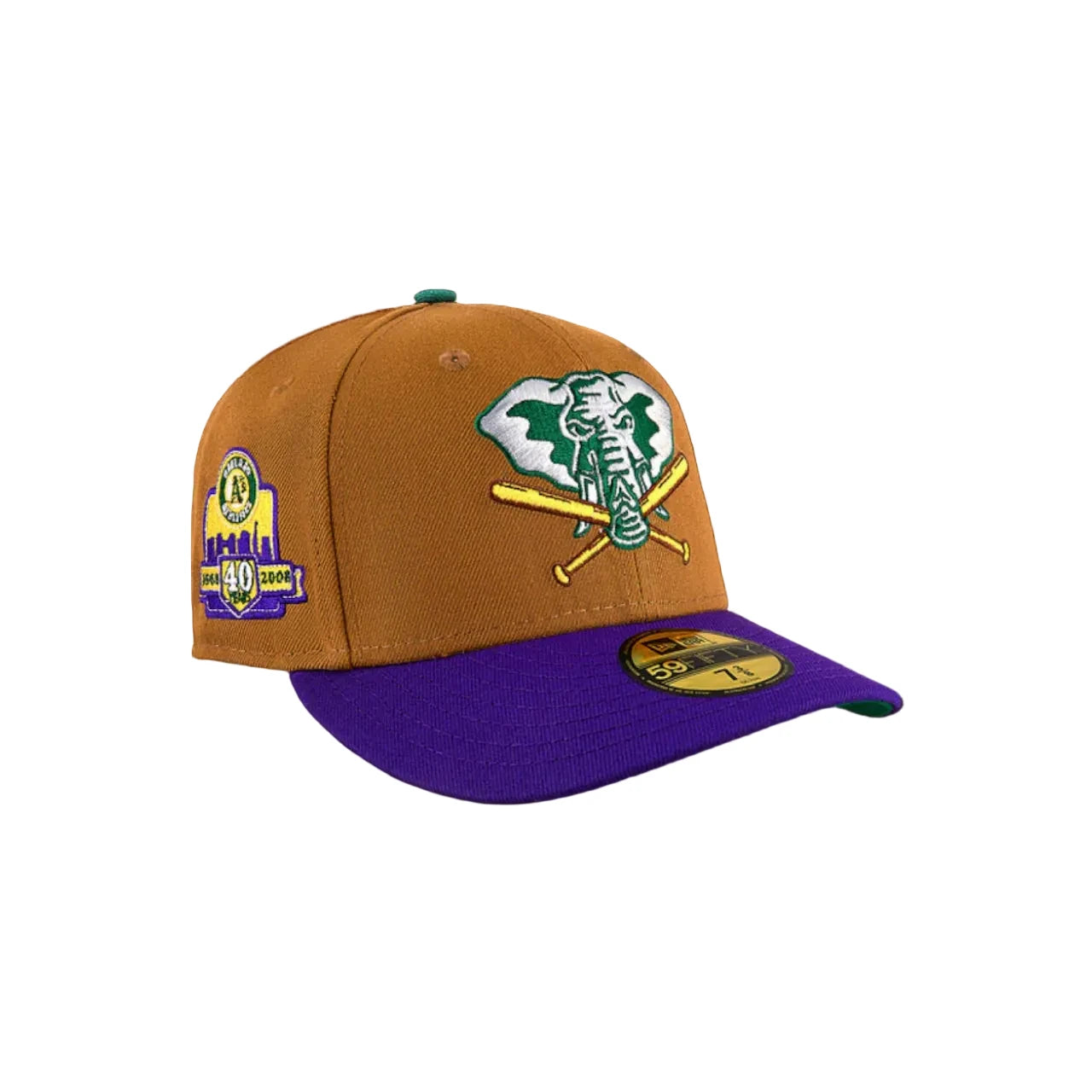 Oakland Athletics Wheat & Purple Stomper Logo Fitted Hat
