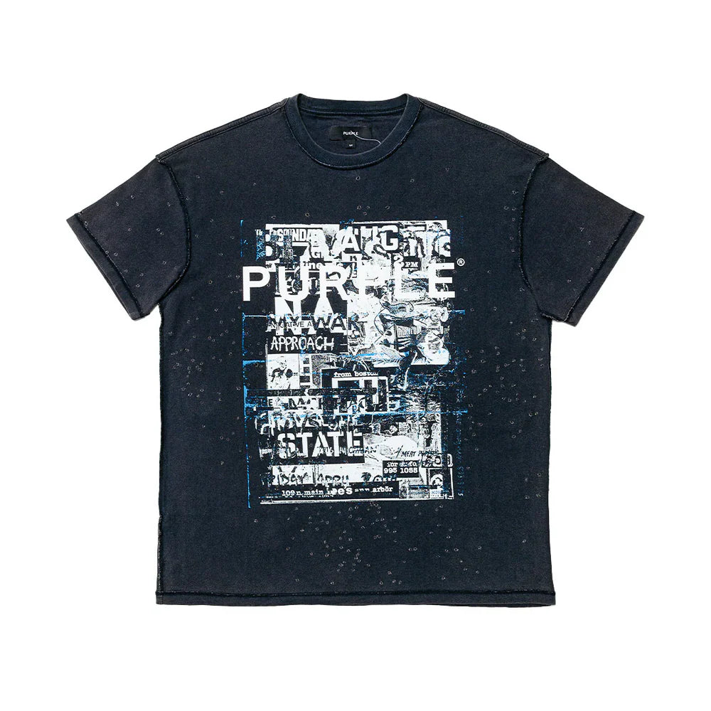 Purple Brand Textured Inside Out Black Tee