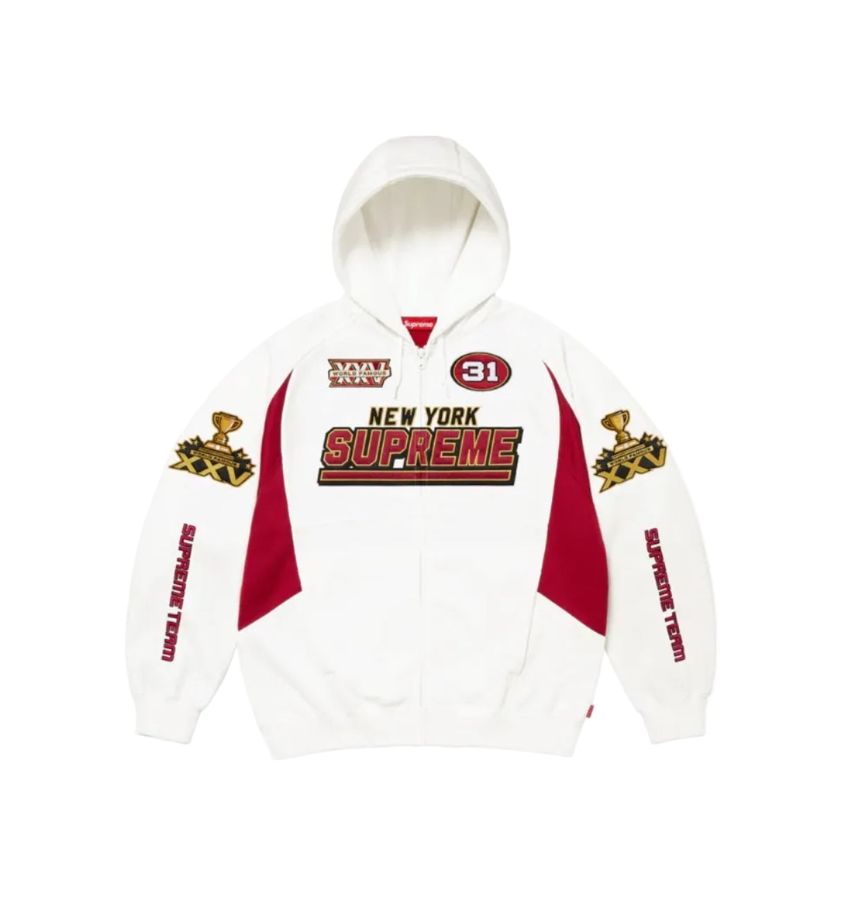 Supreme Football Zip Up Hooded Sweatshirt White