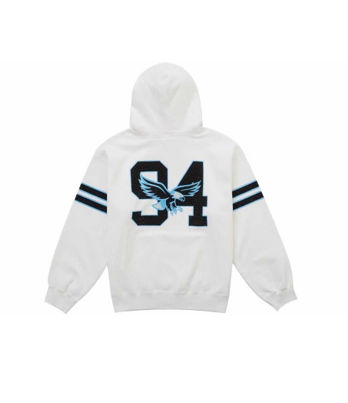 Supreme Rhinestone Eagle Hooded Sweatshirt White