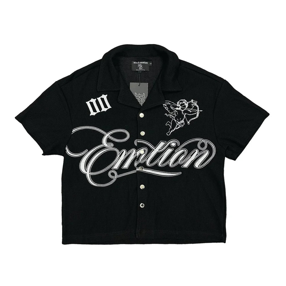 Mixed Emotion T-Shirt Signature Button Up Black
