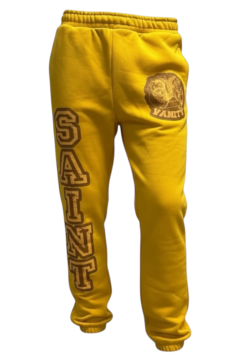 Saint Vanity Mustard & Brown Varsity Sweatpants