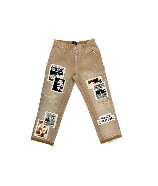 Mixed Emotion Newspaper Carpenter Pants