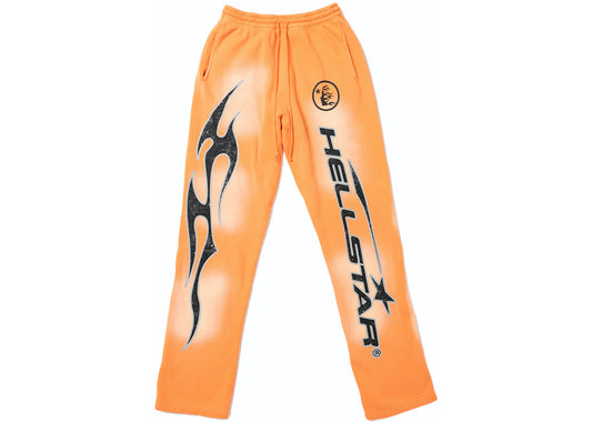 Hellstar Fire Orange Dye Flare Bottom Sweatpants