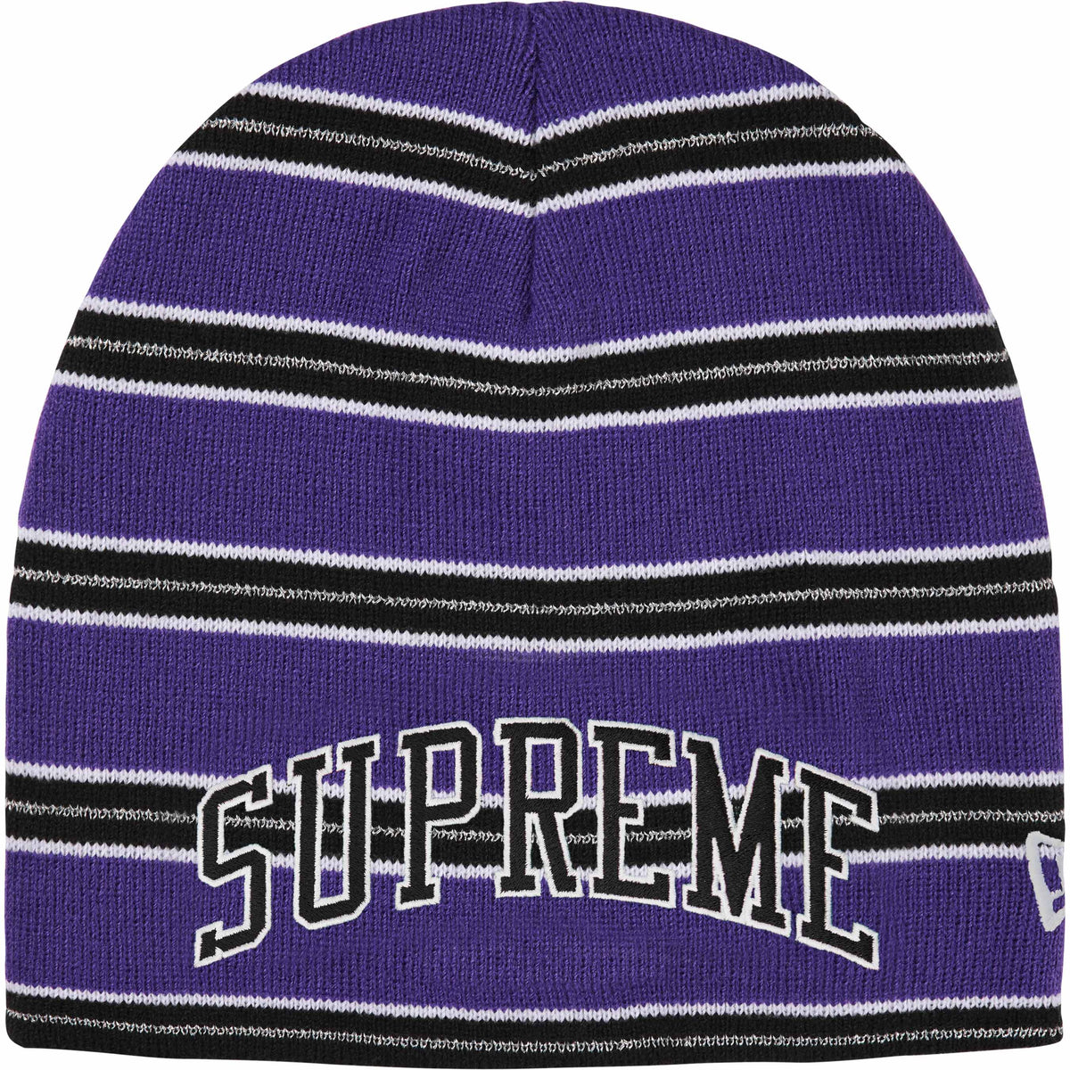 Supreme New Era Stripe Beanie Purple