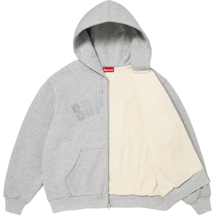Supreme Arc Logo Thermal Zip Up Heather Grey