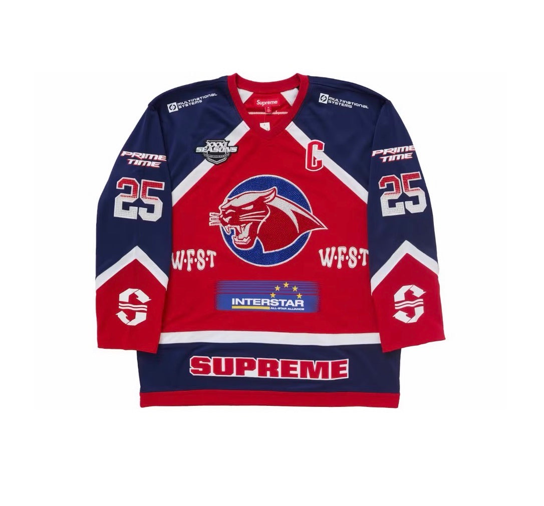 Supreme Rhinestone Hockey Jersey Red