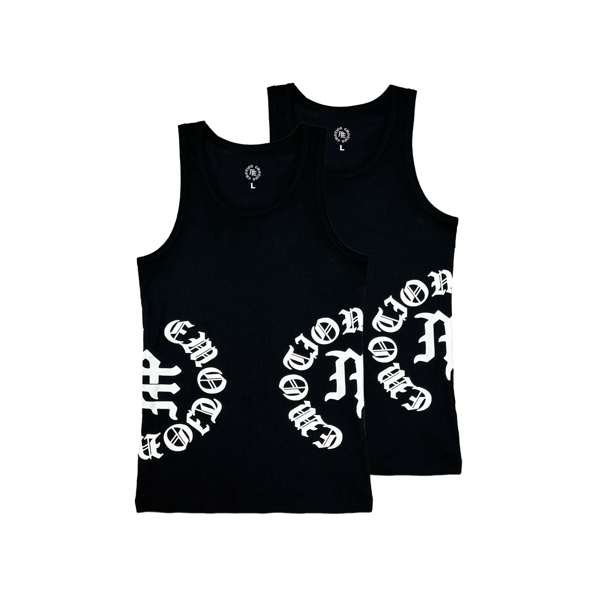 Mixed Emotion 2 Pack Script Tank Top Black