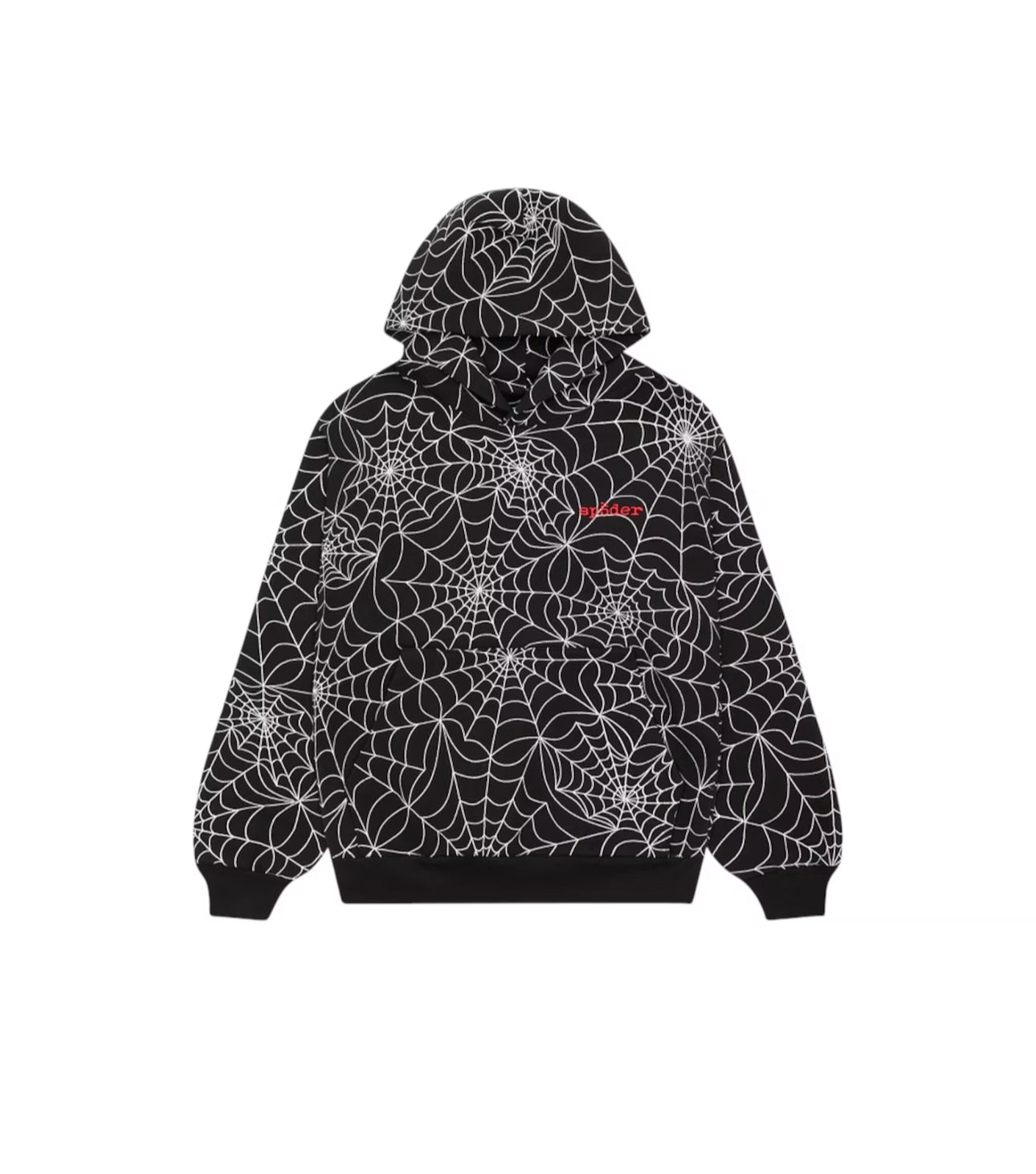 Sp5der Embroidered AOP Hoodie Black