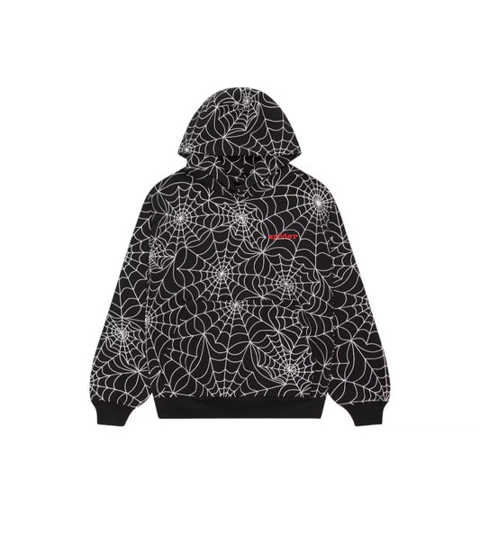 Sp5der Embroidered AOP Hoodie Black