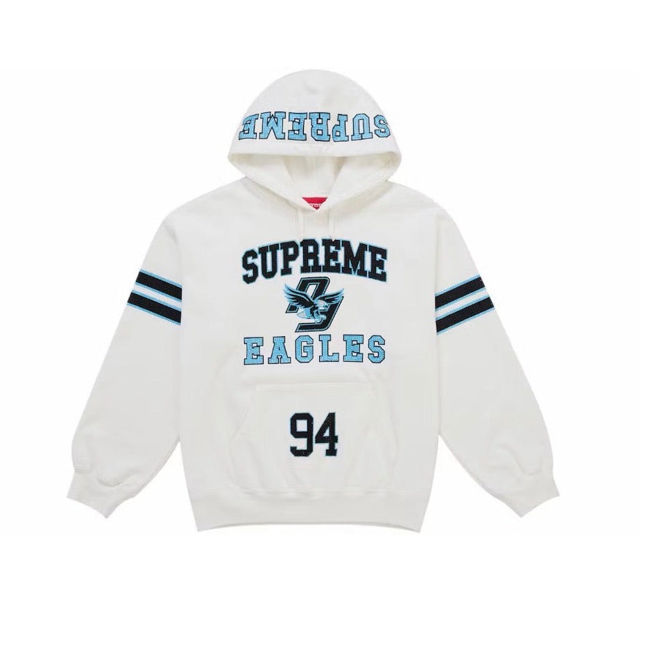 Supreme Rhinestone Eagle Hooded Sweatshirt White