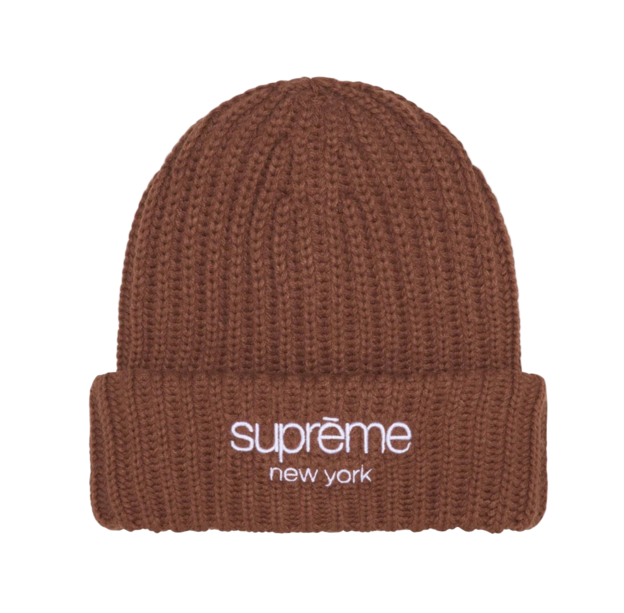 Supreme Chunky Rip Classic Logo Beanie Brown