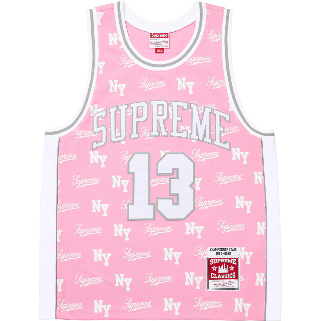 Supreme Mitchell & Ness Monogram Basketball Jersey Pink