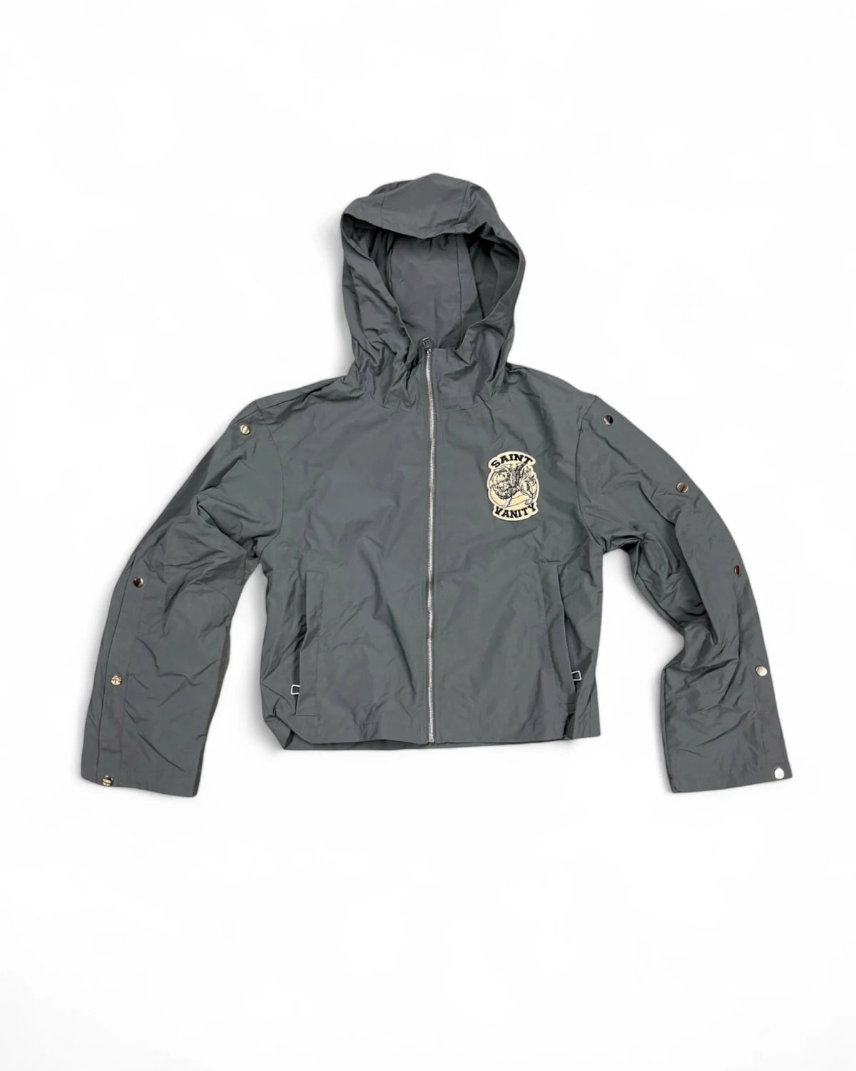 Saint Vanity Grey Nylon Hooded Track Jacket