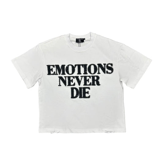 Mixed Emotion End Rhinestone Tee White