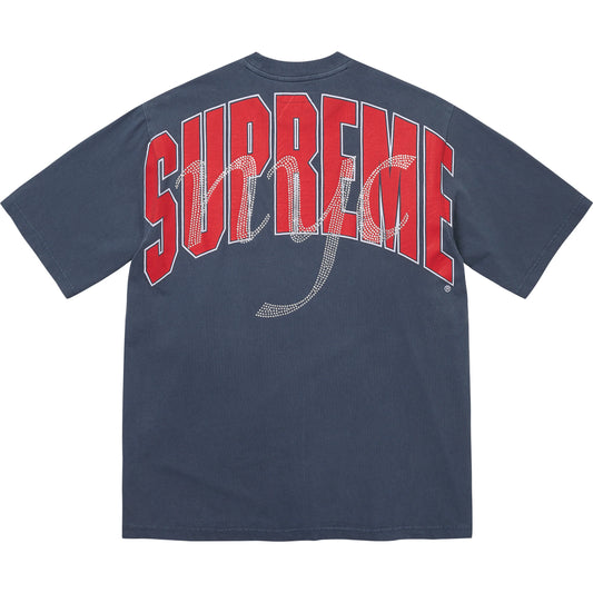 Supreme Rhinestone Script S/S Top Navy