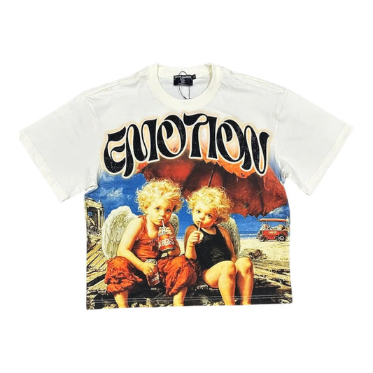 Mixed Emotion Twin Rhinestone Tee Cream