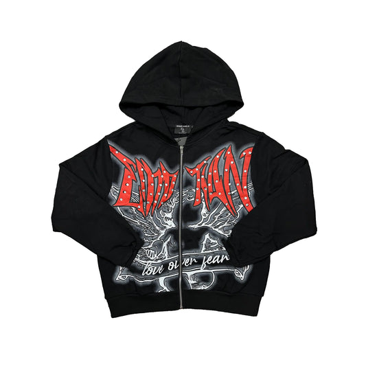 Mixed Emotions Black Graffiti Rhinestone Hoodie
