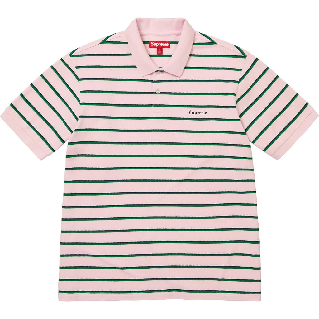 Supreme Washed Stripe Polo Pink