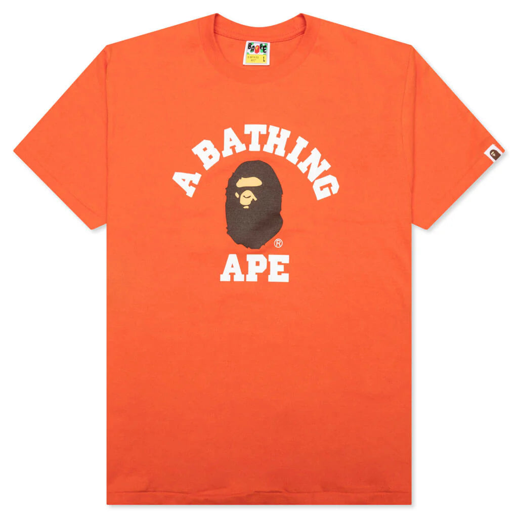 A BATHING APE COLLEGE TEE - ORANGE