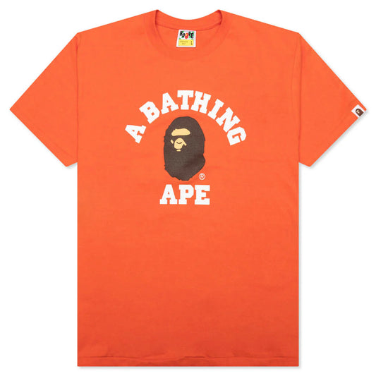 A BATHING APE COLLEGE TEE - ORANGE