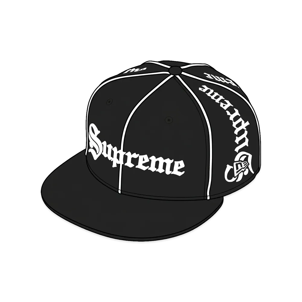 Supreme Piping Logo New Era Black