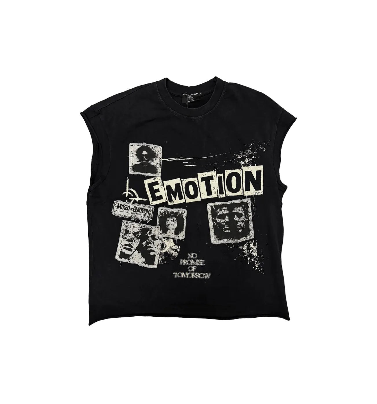 Mixed Emotion Newspaper Sleeveless Tee