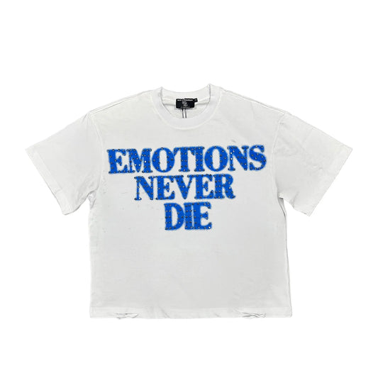 Mixed Emotion End Rhinestone Tee Blue