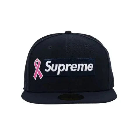 Supreme x New Era Breast Cancer Awareness Box Logo Fitted Hat Navy