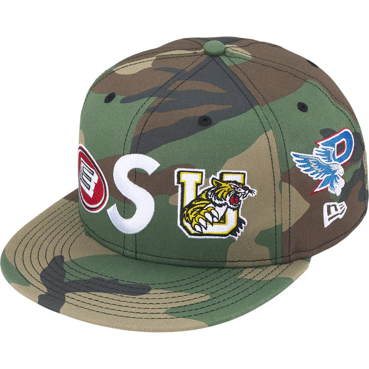 Supreme Mascot S Logo New Era Fitted Hat Woodland Camo