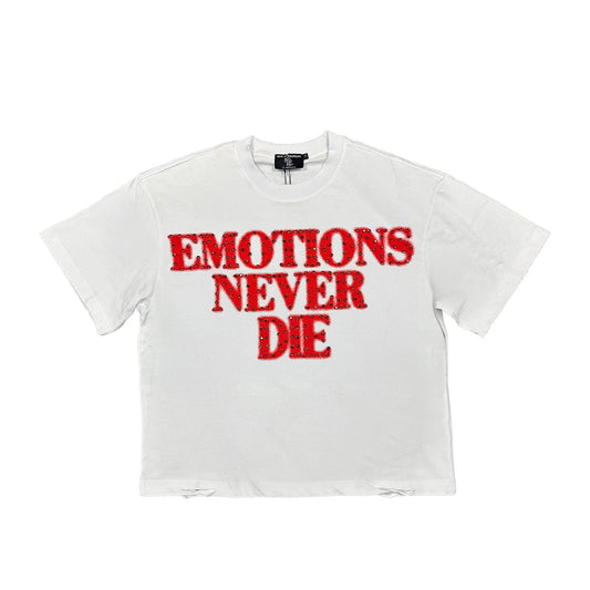 Mixed Emotion End Rhinestone Tee Red