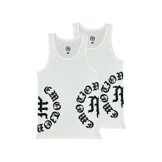 Mixed Emotion 2 Pack Script Tank Top White