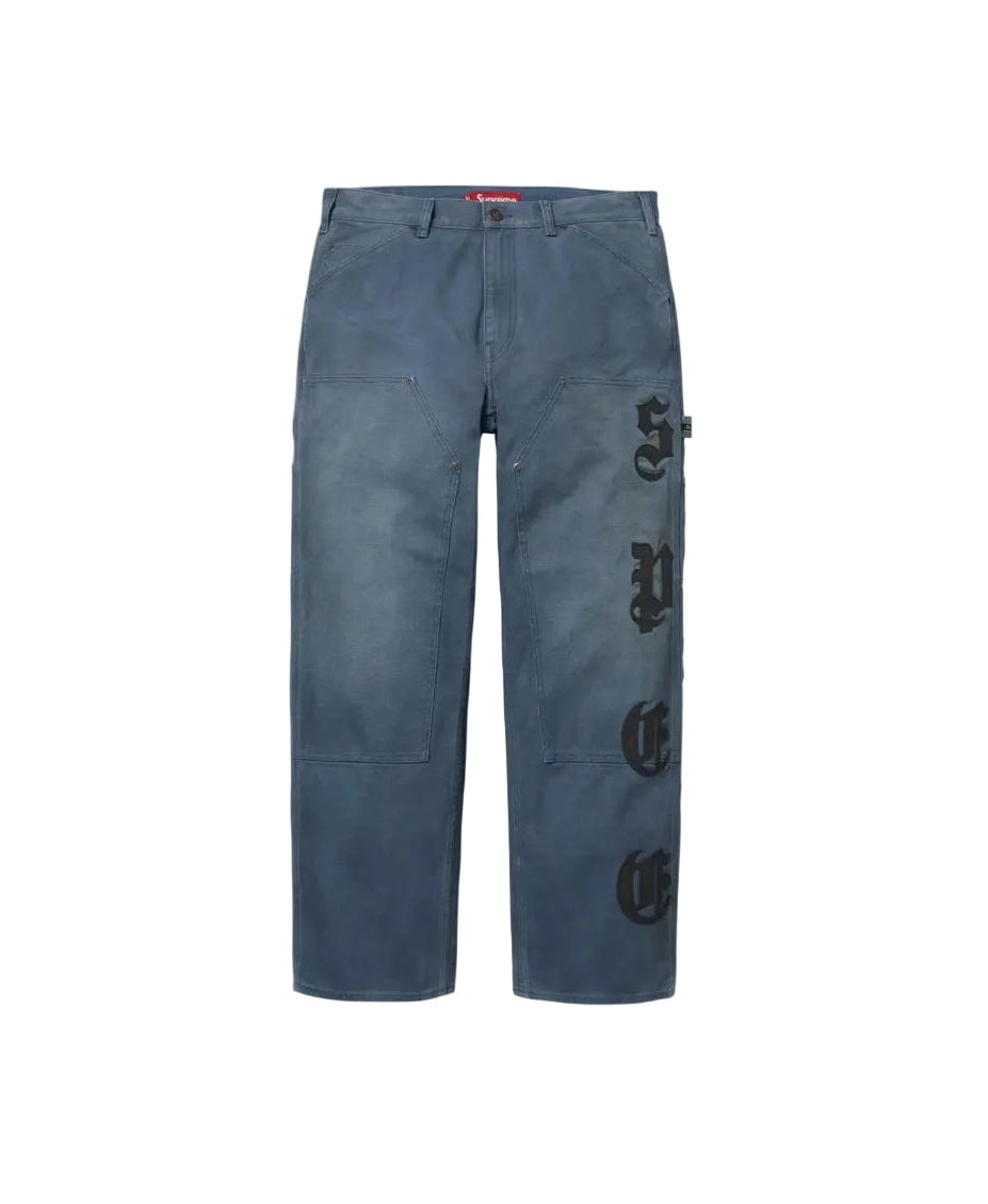Supreme Leather Appliqué Double Knee Painter Pant Blue
