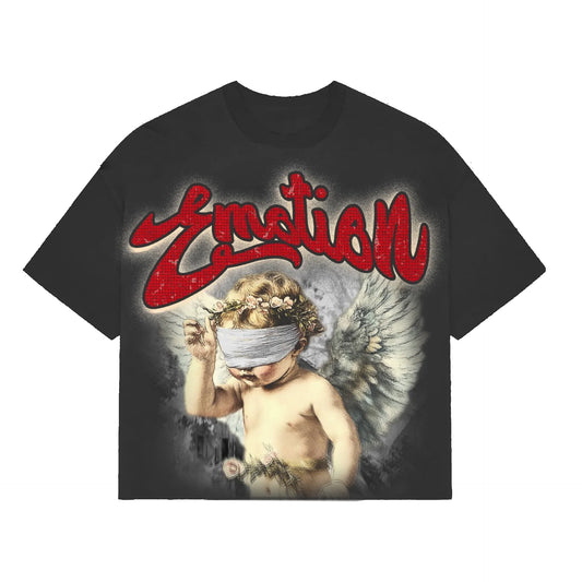 Mixed Emotion Cropped Blinded Tee Grey