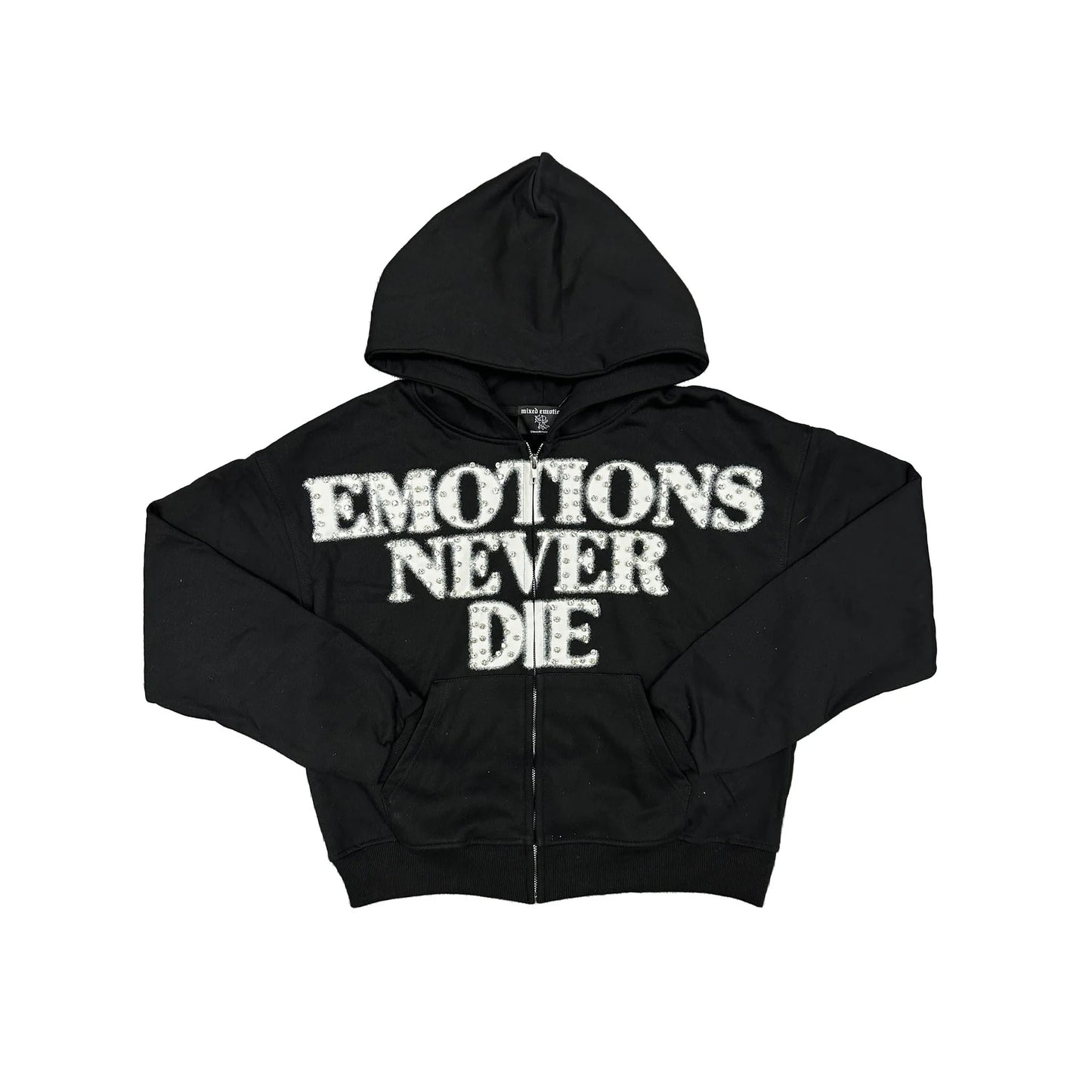 Mixed Emotion End Rhinestone Hoodie Black