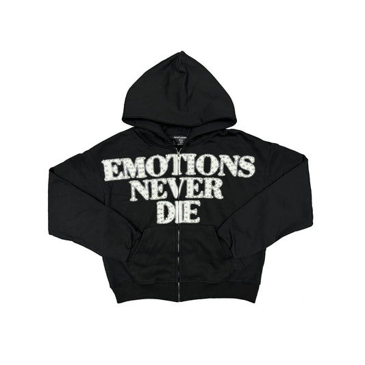 Mixed Emotion End Rhinestone Hoodie Black
