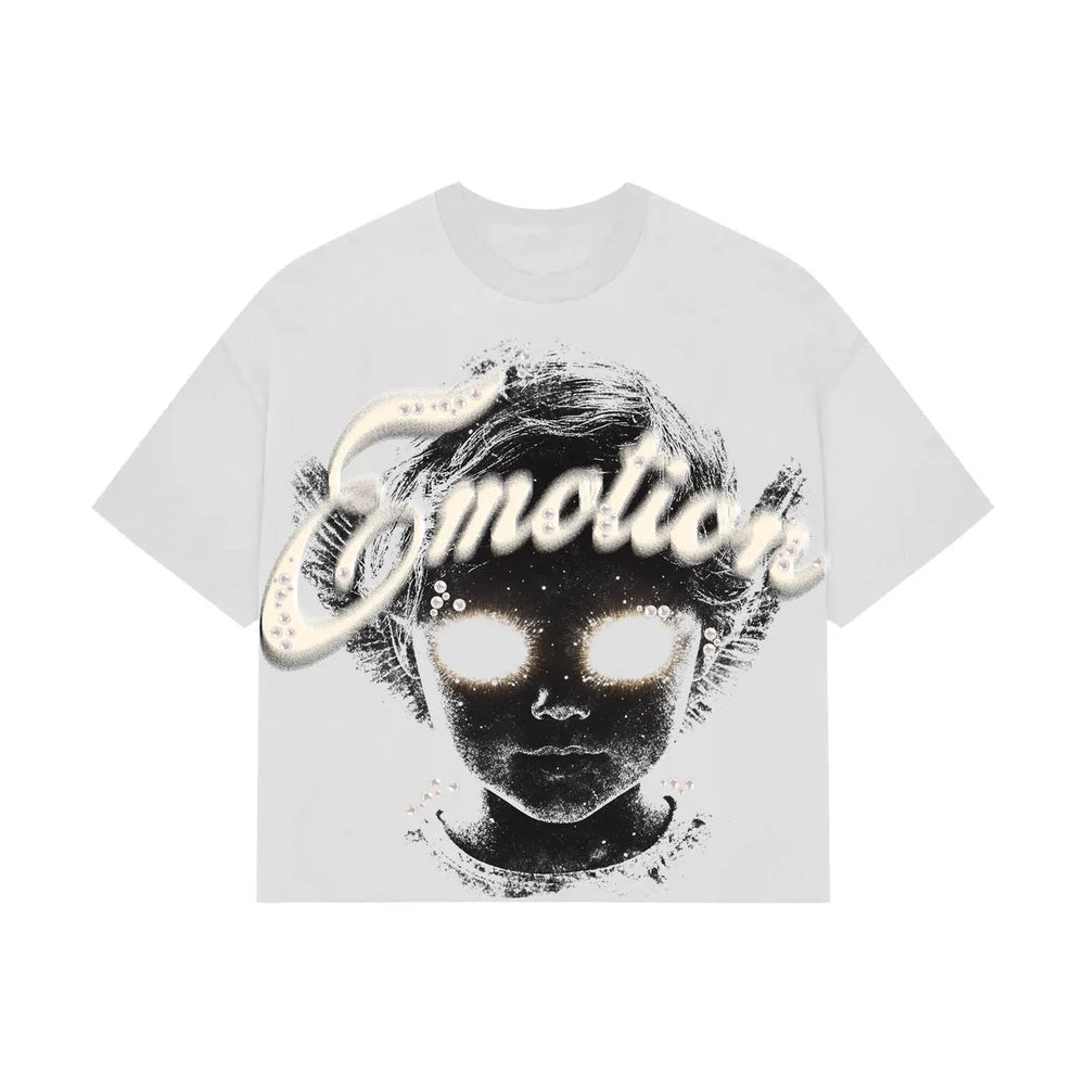 Mixed Emotion T-Shirt Pearl Cropped White