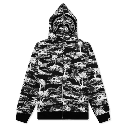 Bape Palm Tree Camo Relaxed Fit Shark Full Zip Black